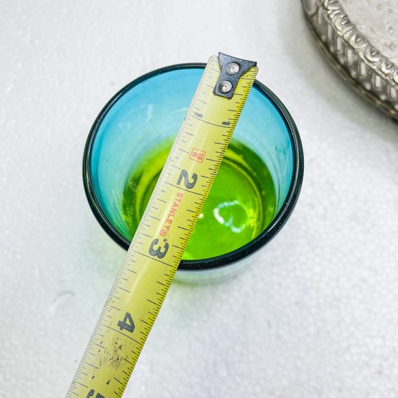 RECYCLED MARGARITA GLASS GREEN & BLUE - Picture 6 of 6